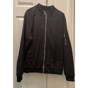 Fashion Windbreaker Jacket Black Lined Lightweight Full Zip Men's‎ Medium